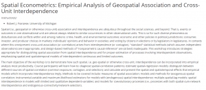 Newly Expanded Spatial Econometrics Workshop in Ann Arbor, 20-24 July 2020