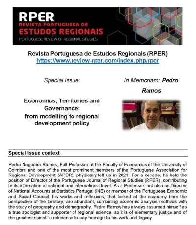 RPER Special Issue: Economics, Territories and Governance: from modelling to regional development policy. In Memoriam: Pedro Ramos