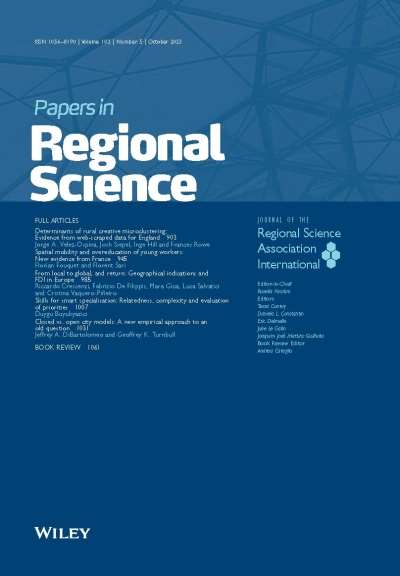 The latest issue of Papers in Regional Science is available! Volume 102, Issue 5, October 2023