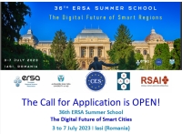 36th ERSA Summer School - The Call for Application is OPEN