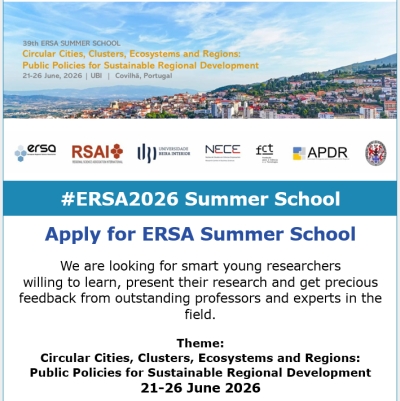 ERSA 2026: Abstract Deadline Approaching & Summer School Applications Open