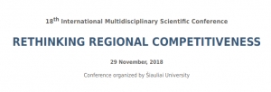 Conference &quot;Rethinking regional competitiveness&quot;, November 28, 2018, Siauliai, Lithuania