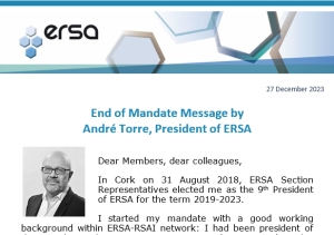 End of Mandate Message by ERSA President