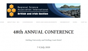 CfP: RSAI – BIS 48th Annual Conference: Stirling 7-9th July 2020