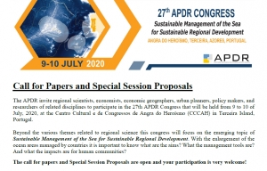 REMINDER | Call for Papers and Special Session Proposals | 27th APDR Congress | 9-10 July 2020, Angra do Heroísmo, Portugal
