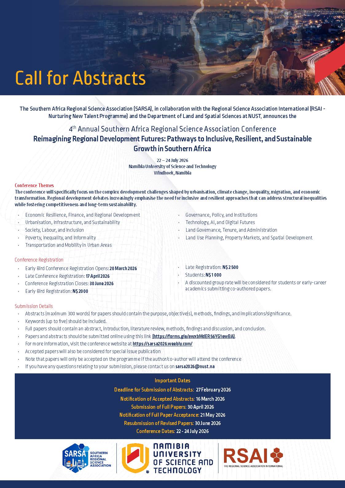 Call for Papers SARSA 2026 Página 1