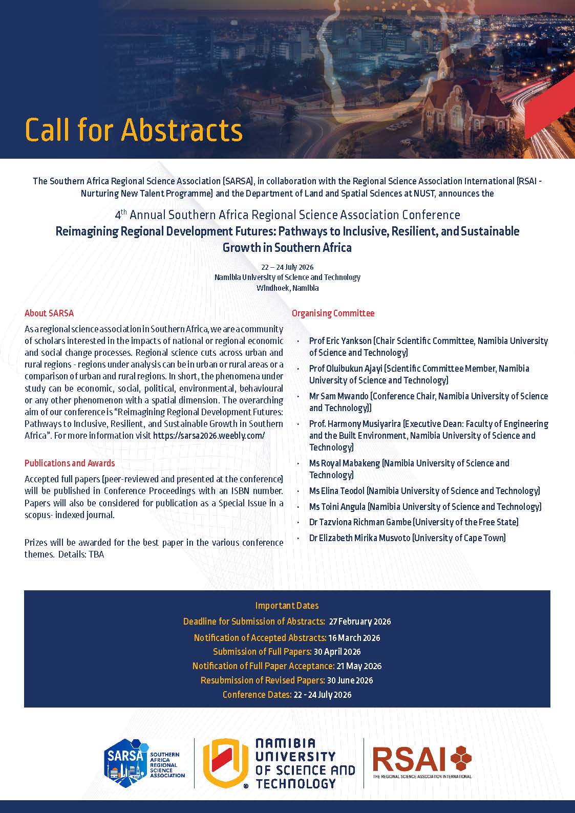 Call for Papers SARSA 2026 Página 2