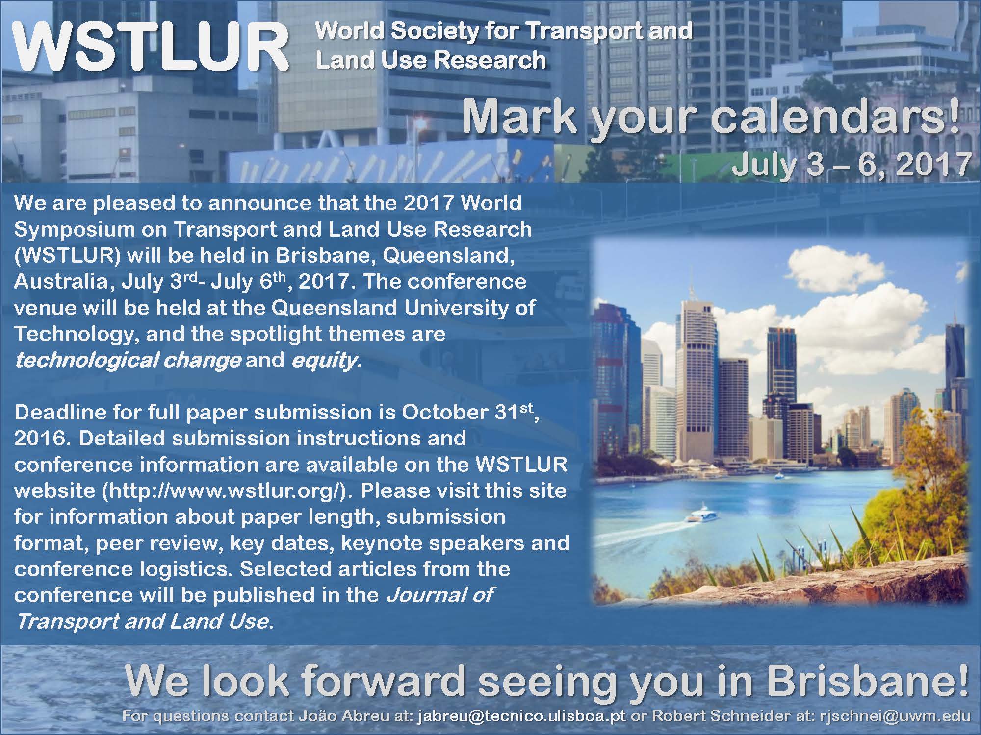 WSTLUR poster Call for Papers 2017 Brisbane