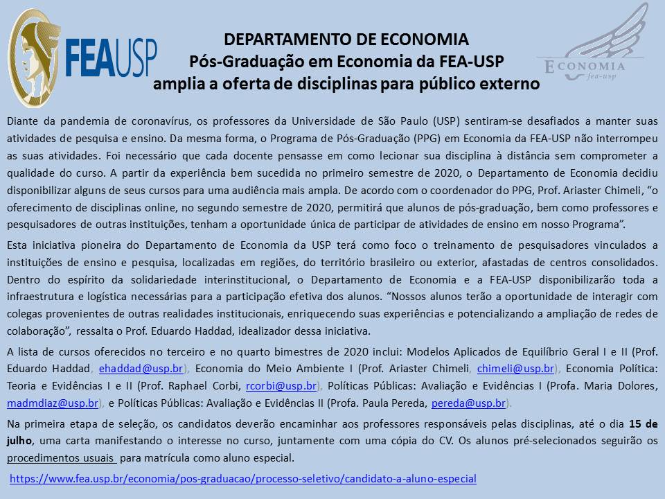 oferta de disciplinas alunos especiais