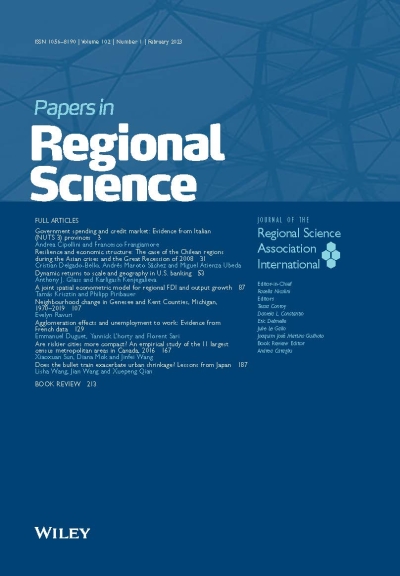 The latest issue of Papers in Regional Science are available! Volume 102, Issue 1, February 2023