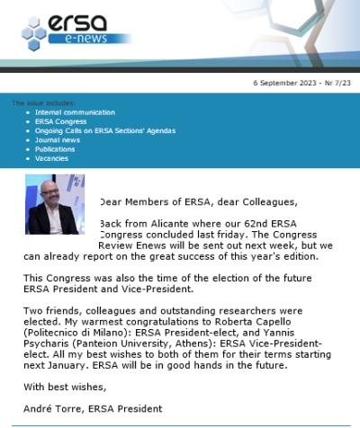 ERSA Monthly E-news - August 2023