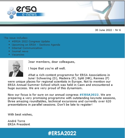 ERSA Monthly E-news - June 2022