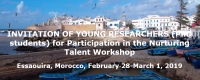 Invitation of Young Researchers (PhD students) For Participation in the Nurturing Talent Workshop, Essaouira, Morocco, February 28-March 1, 2019